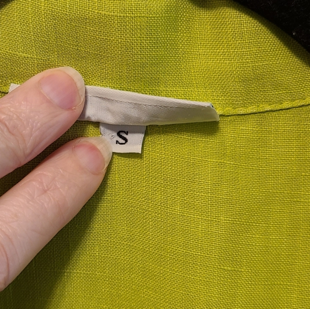 Bryan Walker Chartreuse Linen Button Down Blouse … - image 5